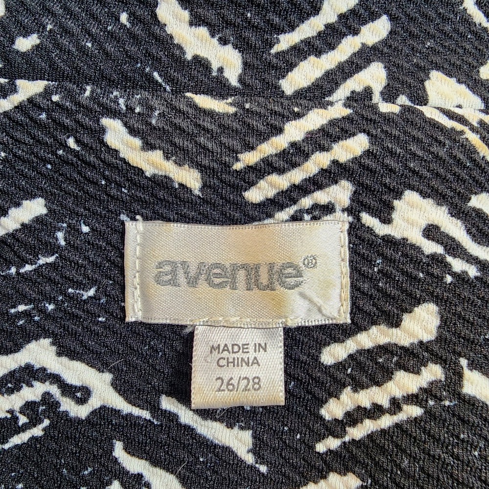 Y2K Avenue Black Print Blazer Jacket Plus 26 28 Office Resortwear Stretch Travel - Picture 3 of 14